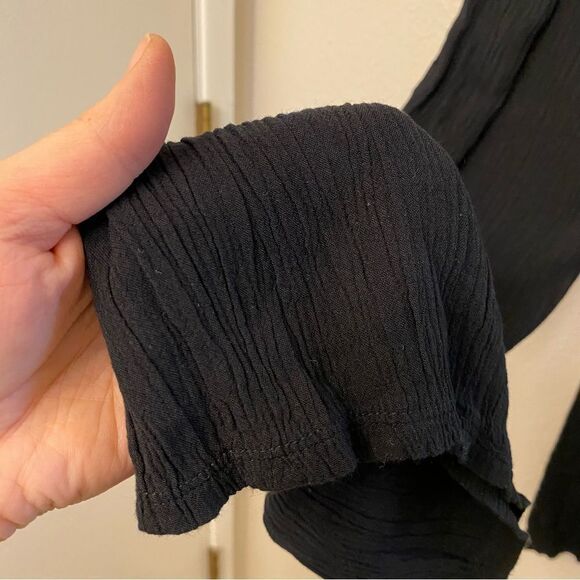 Three dots black rayon pull on gauze hi rise wide leg lounge pants size S - Picture 6 of 13